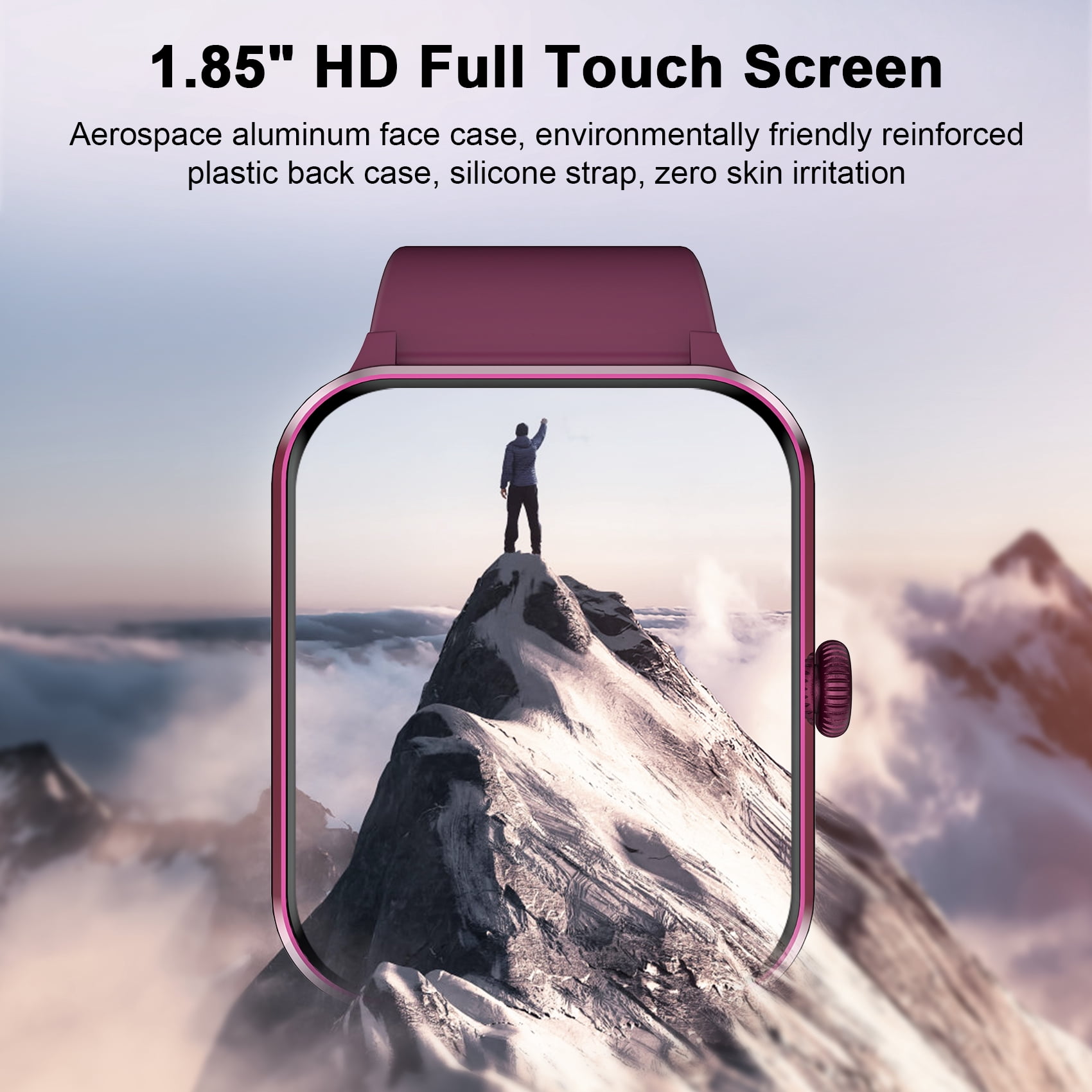 Smart Watch for Women Men, Bluetooth Calling Fitness Tracker, 1.85" HD Screen, AI Voice Assistant, 100+ Sports Modes, Compatible with Android iPhone (Burgundy)