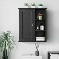 23.6 in. W x 7.1 in. D x 27.6 in. H Bathroom Storage Wall Cabinet in Black Ready to Assemble