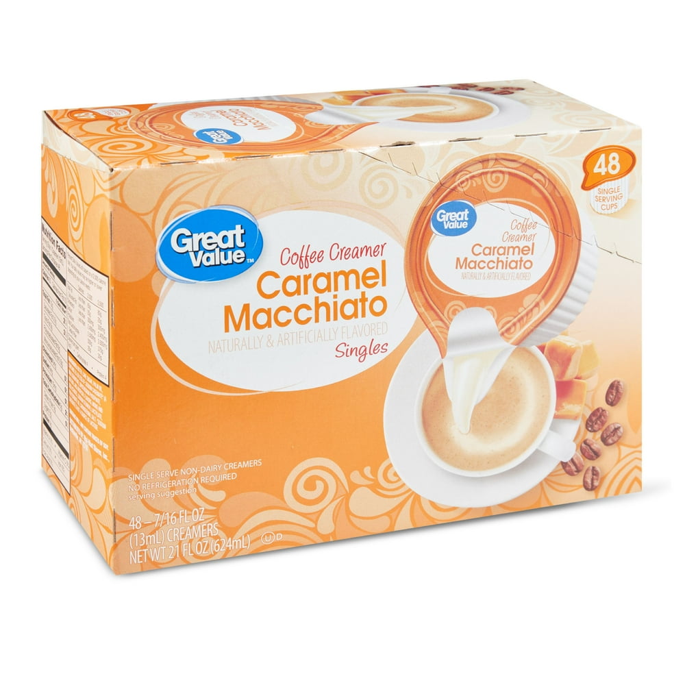 Great Value Coffee Creamer Singles, Caramel Macchiato, 21 fl oz, 48