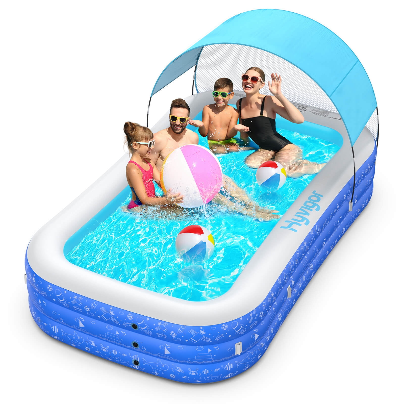 POOLPURE Inflatable Kiddie Swimming Pool Pool with Sprinkler 118X 72 X 20 F 