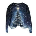thumbnail image 4 of Enjoytime Christmas Womens Tops Casual Long Sleeve Crewneck Pullover Sweatshirts Xmas Tree Printed Fashion Oversized Sweatshirt Blue XXXXL, 4 of 4