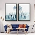thumbnail image 2 of IDEA4WALL Framed Wall Art Woodland Nursery Decor Print Set Watercolor Blue Full Moon & Green Forest Nature Pastel Modern Art Rustic for Living Room, Bedroom, Office -24"x36"x2 Black, 2 of 5