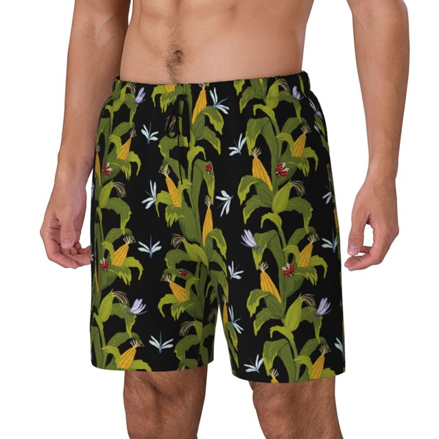 Balery Corn And Dragonflies Bañador para hombre, shorts de playa de secado rápido con entrepierna y forro de compresión-XX-Large