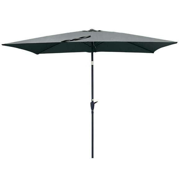 Barara King Outdoor Patio Market Umbrella,6 x 9ft Patio Umbrella Outdoor Waterproof Umbrella with Crank and Push Button Tilt without Flap,Gray