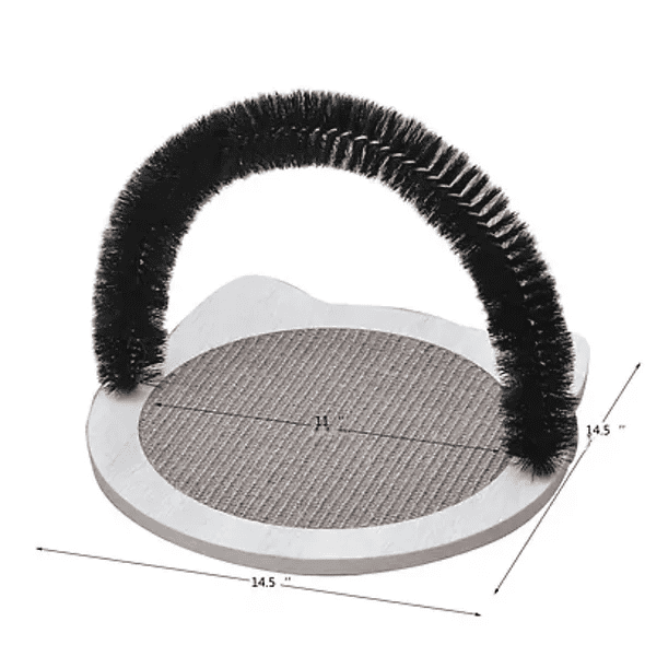 PetPals Nifty Grey Cat Brush, Grooming and cat massager with Scratching Pad, Size 14.5" x 14.5" x 14"