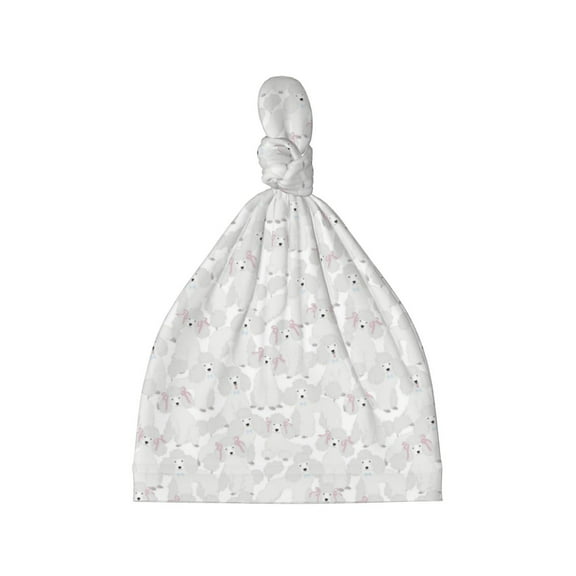 Picia Cute Poodle Dog Printed Preemie Hats for Baby Girls Cotton Premature Knot Hats Newborn Hospital Cap Warm Knot Beanie Nicu for Preemie Girls and Boys