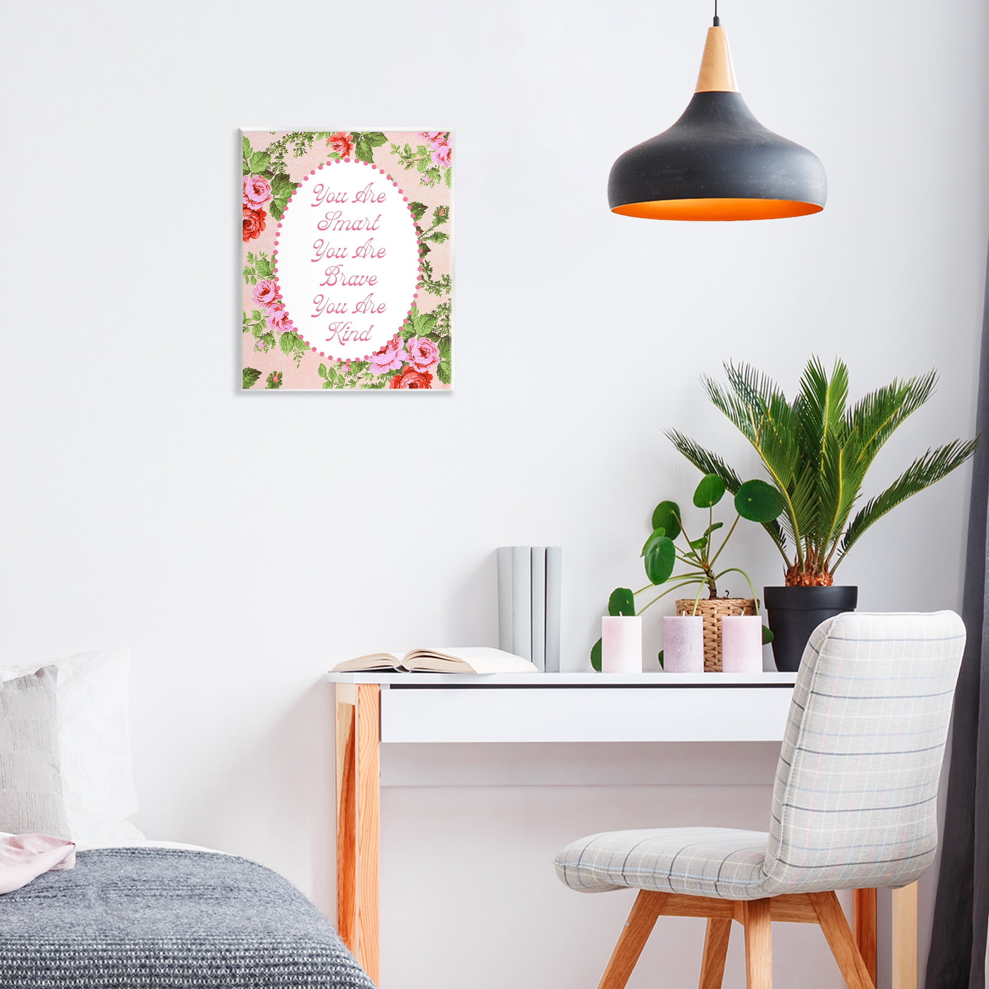 Stupell Industries Smart Brave & Kind with Vintage Florals Wall Plaque Art, design by Lil' Rue