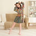 thumbnail image 3 of FORMRS Niños Bathrobe Unisex Hooded Robe Soft Plush Pajamas Sleepwear, Size 10-12T, Red Colorful Flowers with Dots, 3 of 7