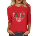 thumbnail image 2 of Craaazy Women's Casual Christmas Tops Round Neck 3/4 Sleeve Xmas T-shirt Fashionable Santa Shirts Gifts, 2 of 4