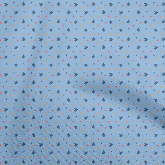 oneOone Cotton Poplin Twill Blue Fabric Stars Sewing Material Print Fabric By The Yard 56 Inch Wide