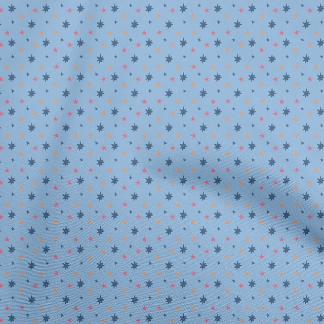 oneOone Rayon Blue Fabric Stars Sewing Material Print Fabric By The Yard 56 Inch Wide