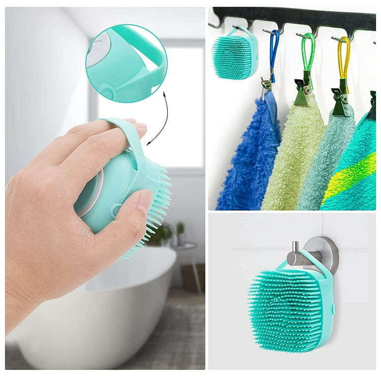  Molain Dog Cat Bath Brush Comb Silicone Rubber Dog /Puppy  Massage Brush Hair Fur Grooming Cleaning Brush Soft Shampoo Dispenser  (blue) : Pet Supplies