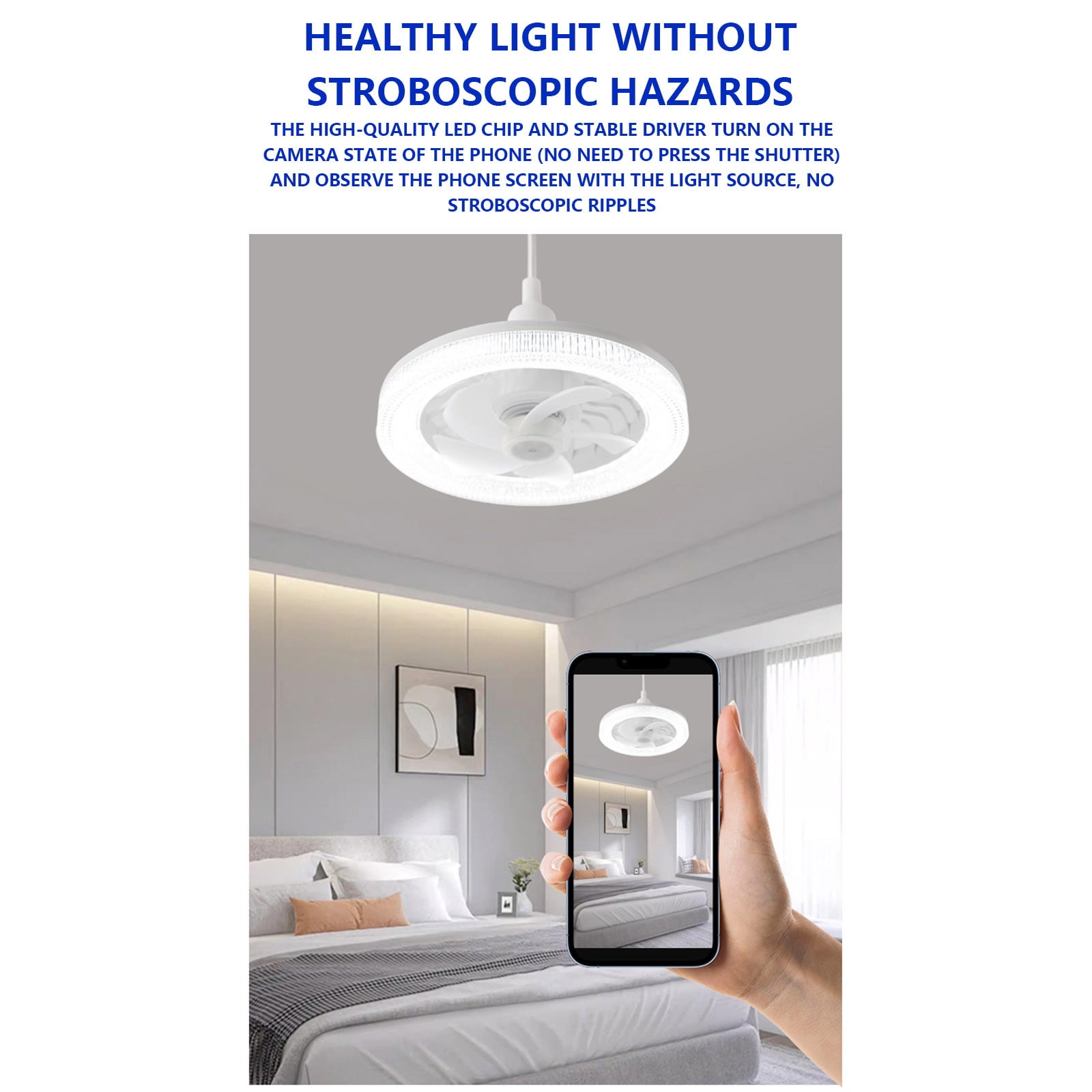 Iuhan Ceiling Fans With Lights, Modern Low Profile Dimmable Remote Control Fan Light, Color Temperature Change Ceiling Fan for Bedroom Hallway Living Room