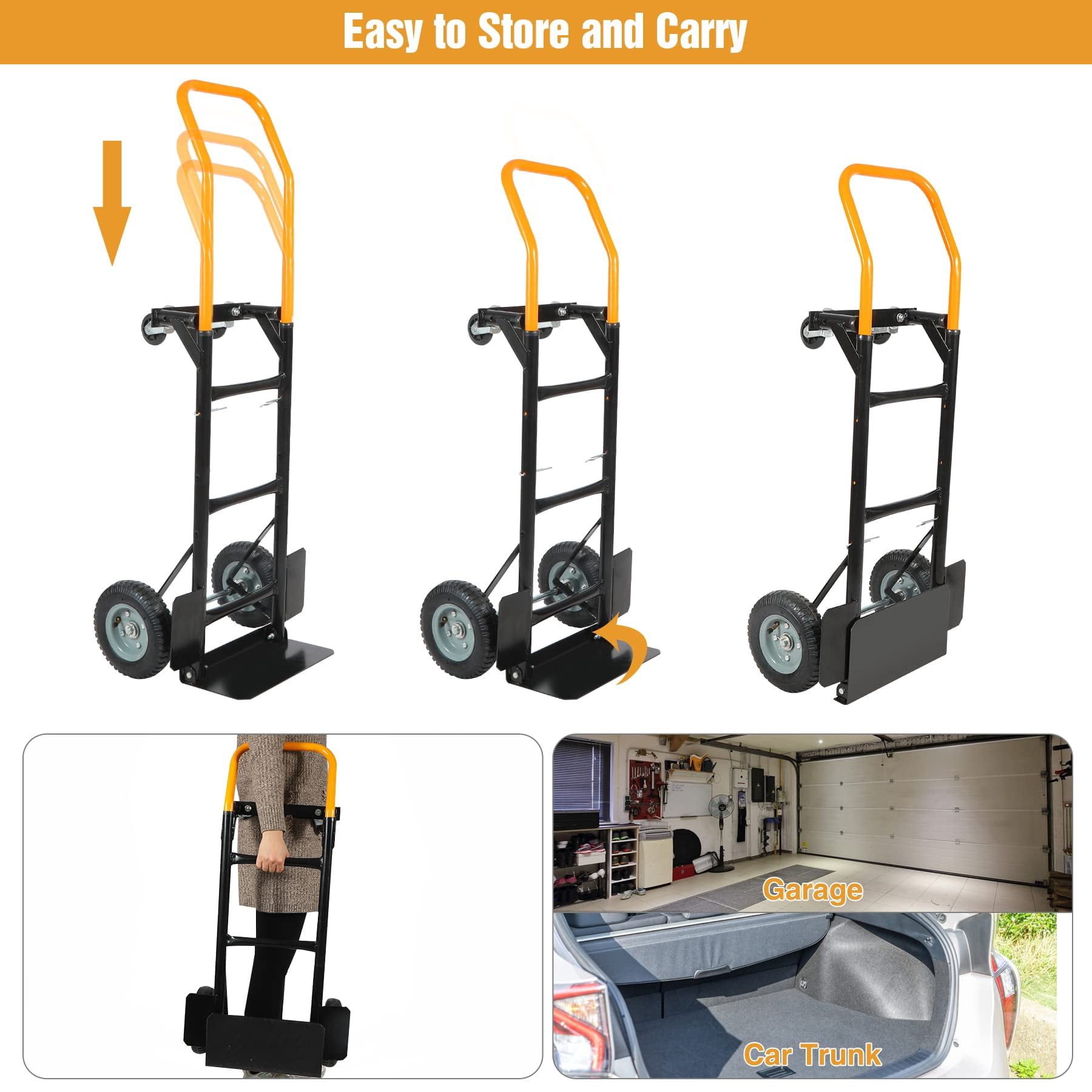 RedSwing Convertible Hand Truck – 2-in-1 Portable 4-Wheel Dolly Cart, Heavy-Duty Platform Cart for Moving, 330 lbs Capacity