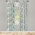 thumbnail image 2 of Ambesonne Cartoon 4-Panel Curtains, Rainbow and Clouds Pattern, 56"x63", Off White and Multicolor, 2 of 4