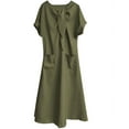 thumbnail image 4 of Women Summer Casual Maxi Dress with Pockets, Short Sleeve V Neck loose, 4 of 4