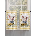 thumbnail image 5 of Pig Sunflowers Living Room Curtains 2 Panel, Yellow Floral Elegant Checkered Pastoral Cafe Window Treatment, Farmhouse Bedroom Bathroom Kitchen Curtains Drapes 104"x54", 5 of 6