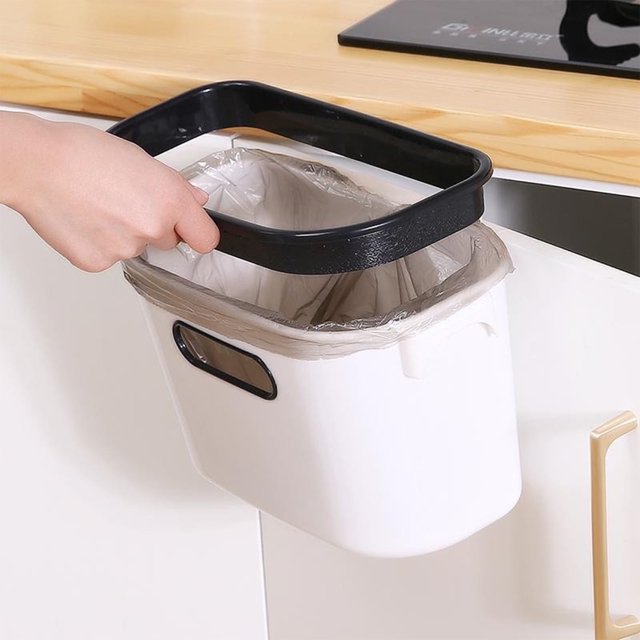 Cubo de basura colgante, pequeño cubo de basura debajo del fregadero para la cocina, contenedor de residuos de comida para la encimera, cubo de basura para el baño, almacenamiento interior