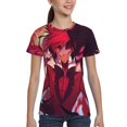 thumbnail image 4 of Alastor Hazbin Hotel Teen T-Shirt Crewneck Short Sleeve Double-Sided Print Summer Tee Shirts Top For Youth Boys Girls Children Medium, 4 of 7