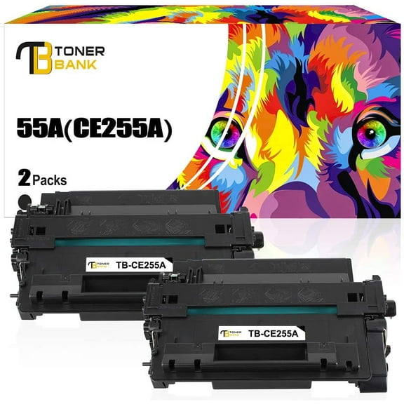 Toner Bank Compatible Toner for HP 55A CE255A Printer Ink (Black, 2-Packs)
