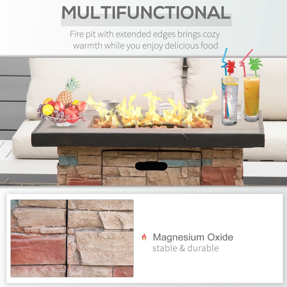 Resenkos 32 Inch Propane Fire Pit Table, 50,000 BTU Auto-Ignition Gas Fireplace, CSA Certified, Brown