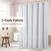 Barossa Design 2 Pack Fabric White Shower Curtain Liner Cloth Medium Weight with Magnet -71"W x 72"H