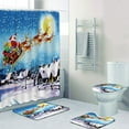 thumbnail image 3 of 4PCS Christmas Style Shower Curtain, Water Resistant Waterproof Shower Curtain Set, Polyester Fabric Shower Curtain, Winter Snow Pedestal Rug Lid Toilet Cover Bath Mat for Shower Stall, Bathtubs, 3 of 13