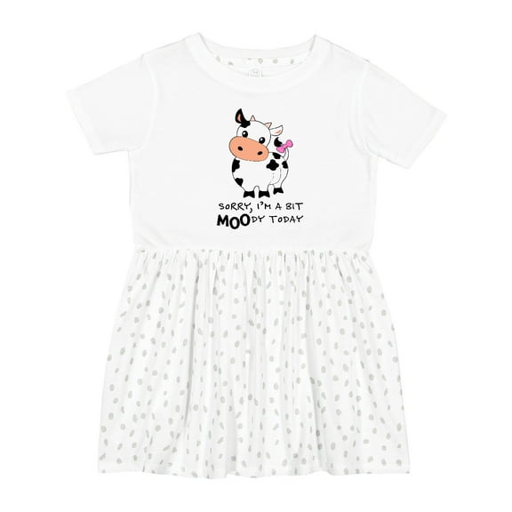 Inktastic Sorry, I'm a Bit Moody Today Cute Cow Pun Girls Toddler Dress