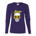 thumbnail image 2 of Skull Sunflower Skeleton Bandana Inspirational/Christian Womens Graphic Long Sleeve T-Shirt, Purple, X-Large, 2 of 3