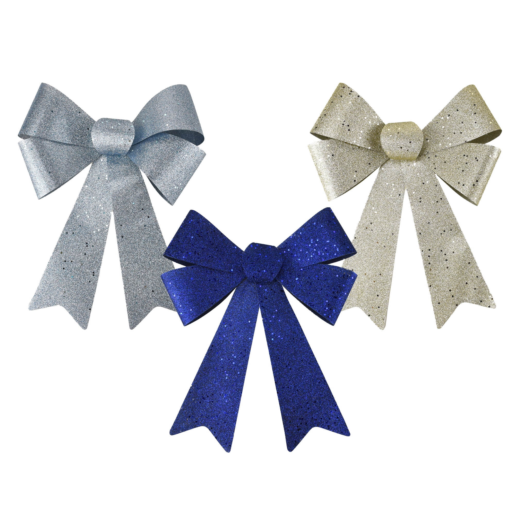 Christmas Bows - Wired Navy Blue Sheer Chiffon Christmas Wreath Bow 6 Inch