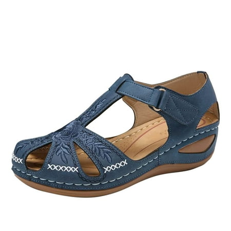 

TOYFUNNY Womens Wedge Toe Platform Multicolor Roman Sandals Slippers