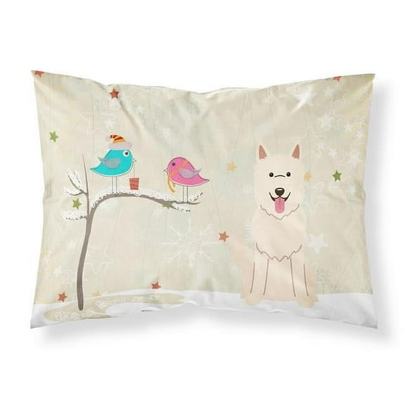 Christmas Presents Between Friends White German Shepherd Fabric Standard Pillowcase, 20.5 x 0.25 x 30 in.