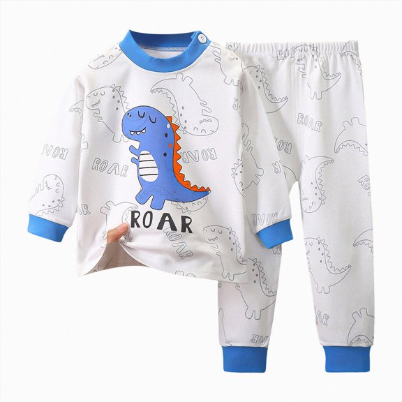 CAUYDY 3-4 Years Baby Boys Pjs Little Kids Girl Clothes Long Sleeved Tee Shirt Elastic Waist Pants 2PCS Set Comfy Toddler Outfits Fall Winter,Blue