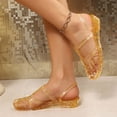 thumbnail image 7 of HOWPAY Womens Sandals Glitter Clear Flats on Hollow out Slides Closed Toe Summer Beach Jelly Shoes Comfortable Casual Slippers Yellow 40, 7 of 7
