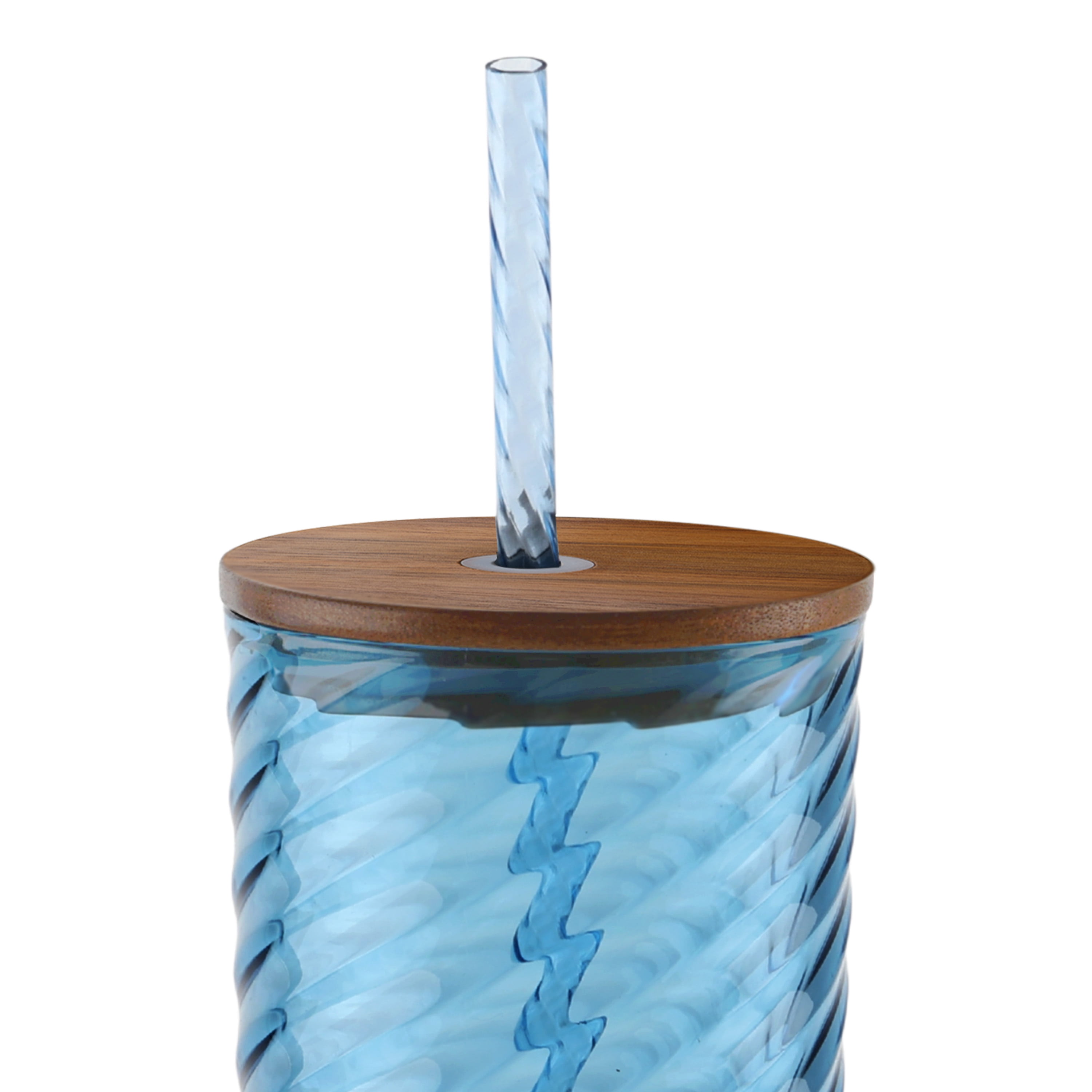 (2 pack) Beautiful 21-Ounce Tritan Swirl Texture Sipper Tumbler Set, Blue by Drew Barrymore