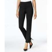 JM Collection Petite Collection Ponte Pull-On Straight-Leg Pants,Choose Sz/Color Title: PM/BLACK
