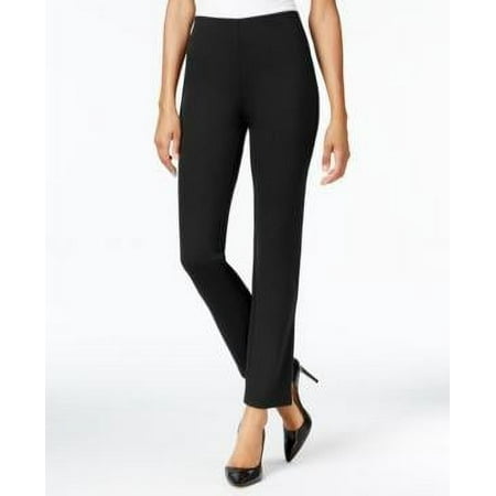 JM Collection Petite Collection Ponte Pull-On Straight-Leg Pants,Choose Sz/Color Title: PM/BLACK