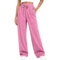 thumbnail image 2 of MVRLSH Sweatpants Women Wide Leg Elastic Waist Workout Sweatpants Fall Casual Basic Polyester Trousers Pink S-3Xl, 2 of 9