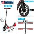 thumbnail image 3 of Folding Commuter Kick Scooter for Adults and Teens – Adjustable Handlebar – Big 200mm Wheels – Lightweight Durable Frame – Madd Gear Red Kruzer 200, 3 of 9