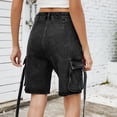 thumbnail image 4 of Jeans Cargo Pants Women Vintage Shorts Multiple Pockets Mid Waist Washed Distressed Knee Length Streetwear Short Denims Trousers, 4 of 8