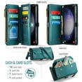 thumbnail image 5 of Compatible with Samsung Galaxy S23 Wallet Case, 10 Card Slots & 1 Zipper Coin Pocket & 1 Cash Slot & 1 Cash Pocket & Lanyard & Crossbody Strap & Kickstand & RFID Blocking Phone Case, Green, 5 of 10
