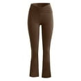 thumbnail image 4 of YYDGH Women's Yogo Pants with Pockets V Crossover High Waisted Flare Leggings Bell Bottom Workout Pants Brown S, 4 of 5
