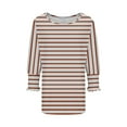 thumbnail image 5 of CLOISE Womens Shirts Fall Trendy Striped Tees Crewneck 3/4 Sleeve Tops Soft Colorblock Basic Shirts Elegant Outfits Brown S, 5 of 6