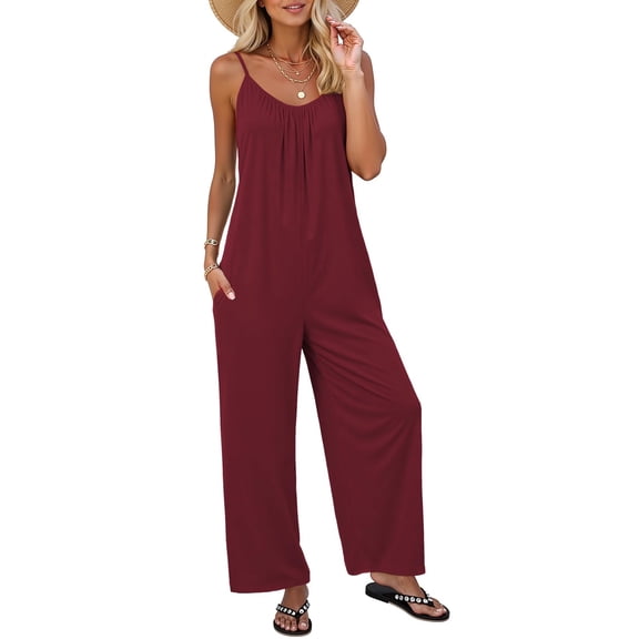 Rompers for Women Summer Spaghetti Strap Sleeveless Shorts One Piece Jumpsuit High Waist Pleated Beach Vacation OutfitM