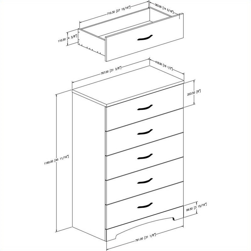 South Shore Step One Contemporary 5-Drawers Dresser Pure Black - image 5 of 8