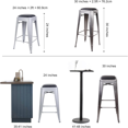 Design Group 24" Gray Metal Counter Stools with Wooden Seat(1 Pack