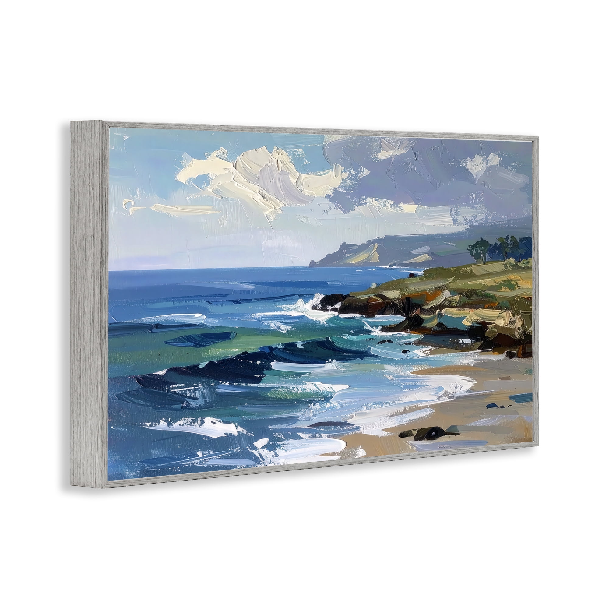 Stupell Industries Sky To Sea Impression Gray Framed Giclee Art, design by Alonza Saunders