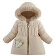 thumbnail image 4 of Kids Puffer Coat Girls Winter Coat With Pocket Zip up Winter Hoodies Coat Windproof Warm Kids Winter Jacket for Teen 3-4 Years, 4 of 4
