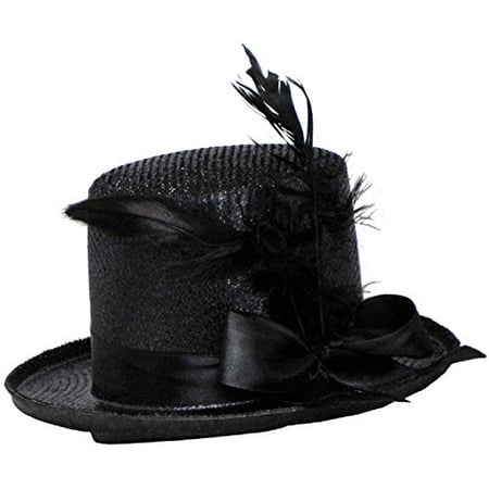 Jacobson Hat Company Women's Mini Glitter Top Hat Headband, Black, Adult