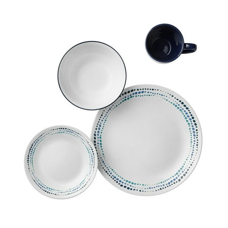 Corelle® Classic Ocean Blues, 16 Piece, Blue and White, Dinnerware Set